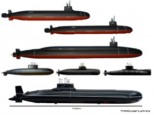 Verschiedene militärische U-Boote