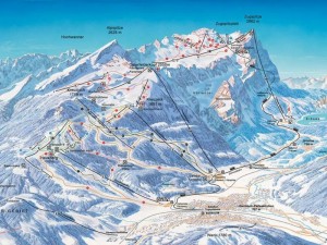 Die Skigebietskarte der Zugspitze