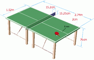 Größe einer Tischtennisplatte