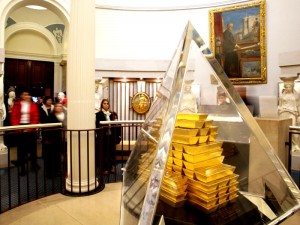 Goldbarren in einem Museum in London
