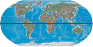 Weltkarte mit Äquator